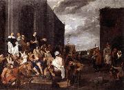 Matthias van Helmont A Lady and gentleman distributing alms to the poor oil painting